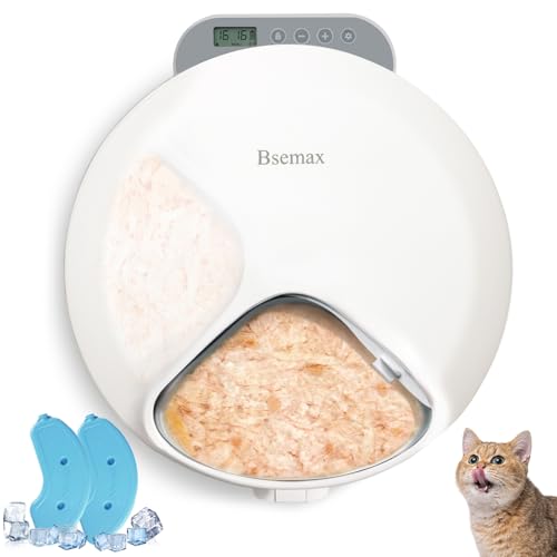 Automatischer Katzenfutterspender Nassfutter, 4 Mahlzeiten, schnurloser automatischer Haustier-Futterspender, Haustier-Futterspender für frische Lebensmittel, Kühlbehälter mit 2 Kühlakkus, frischer Automatischer Katzenfutterspender Nassfutter, 4 Mahlzeiten, schnurloser automatischer Haustier-Futterspender, Haustier-Futterspender für frische Lebensmittel, Kühlbehälter mit 2 Kühlakkus, frischer von Bsemax