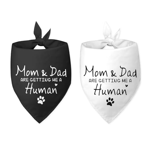 Hundehalstuch, Motiv: Mom & Dad are Getting Me a Human Hundehalstuch, für Hundeliebhaber, 2 Stück, Weiß / Schwarz von Bsicuvaek