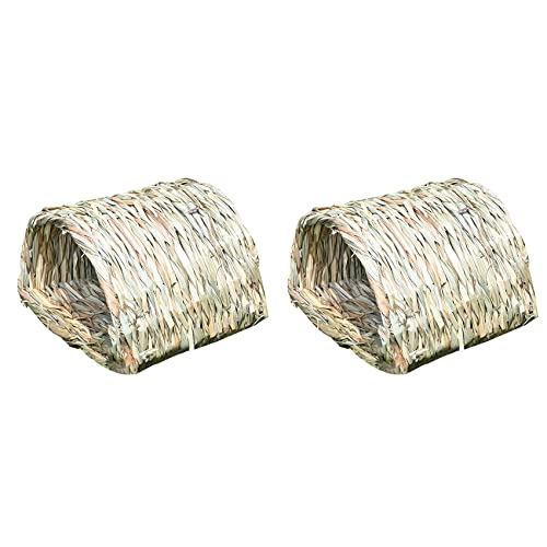 Bsowte 2 x Tunnel aus gewebtem Gras, geheime Basis für das Training, perfekt für Hamster, Schweinchen, Frettchen, Zwergkaninchen von Bsowte