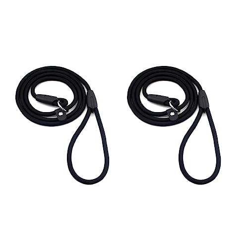Bsowte 2 x stabiles Haustierhalsband, Nylon, mit P-Kette, 1 cm, Schwarz von Bsowte