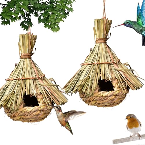 2 Stück Nistkästen, Vogelnest, Handgewebte Vogelhäuser, Vogelhäus zum Aufhängen, Gras Bird Nest für Wellensittich Meise, Amsel, Hummingbird, Kanarienvogel, Rotkehlchen und Zaunkönig 2 Stück Nistkästen, Vogelnest, Handgewebte Vogelhäuser, Vogelhäus zum Aufhängen, Gras Bird Nest für Wellensittich Meise, Amsel, Hummingbird, Kanarienvogel, Rotkehlchen und Zaunkönig von Bssowe