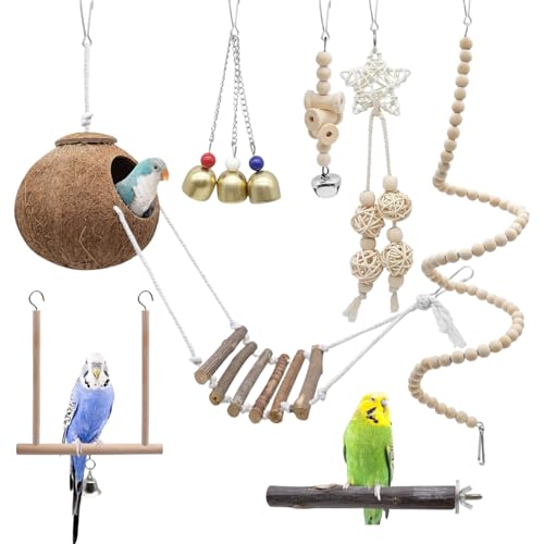 7 Stück Vogel Spielzeug, Wellensittich Zubehör, Vogelkäfig Zubehör, Vogel Spielzeug Wellensittich Spielzeuge, Holz Vogelkäfig Wellensittich, Spielzeug Für Nymphensittiche für Sittiche, Conure, Aras 7 Stück Vogel Spielzeug, Wellensittich Zubehör, Vogelkäfig Zubehör, Vogel Spielzeug Wellensittich Spielzeuge, Holz Vogelkäfig Wellensittich, Spielzeug Für Nymphensittiche für Sittiche, Conure, Aras von Bssowe
