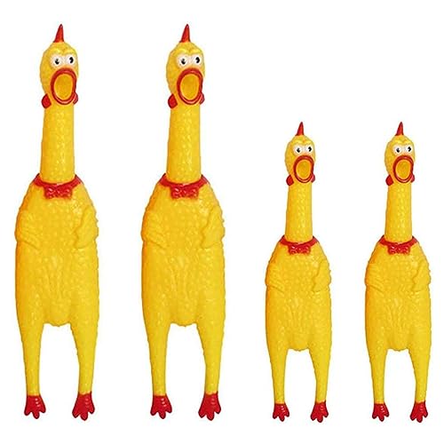 Bssowe Schreien Chicken Toy, 4 Stück Gummi Squaking Huhn, Quietscht Huhn Spielzeug, Schreien Huhn Spielzeug, Gummi Schreiend Hühner Spielzeug für Kinder und Haustiere, Neuheit Spielt(2 Größen) von Bssowe