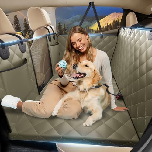 Rücksitzverlängerung für Hunde, Autositzbezug für Rücksitz, unterstützt 180 kg, harte Unterseite, Rücksitzverlängerung für Hunde, wasserdichte Hundehängematte für Auto, SUV, LKW, Beige Rücksitzverlängerung für Hunde, Autositzbezug für Rücksitz, unterstützt 180 kg, harte Unterseite, Rücksitzverlängerung für Hunde, wasserdichte Hundehängematte für Auto, SUV, LKW, Beige von Btefd