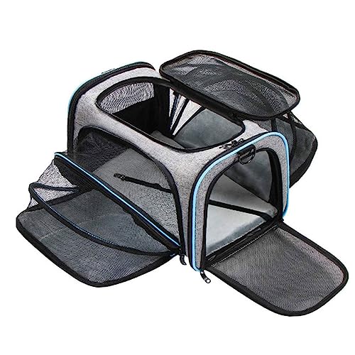BtpOuy Tragbare Katze Welpe Tasche Großer Raum Haustier Tragetasche Atmungsaktive Mesh Schultertaschen Einzeln Erweiterbar Faltbare Weiche Hundetrage für Kleine Hunde Hund für Welpen Mittlere Katzen von BtpOuy