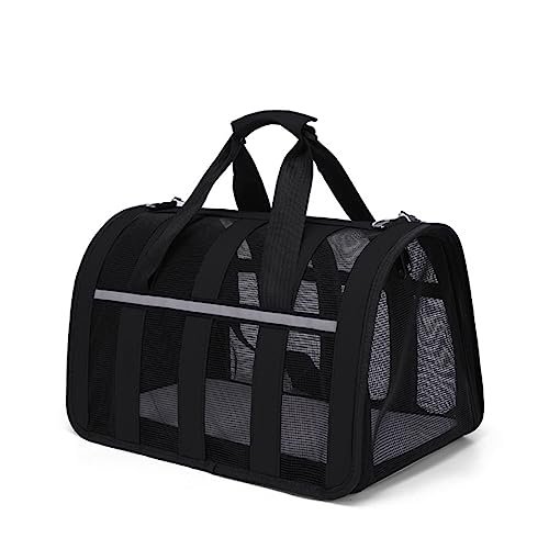 Tragbare Katze Welpe Tasche Haustier Reise Tragetasche Kleine Hund Katze Gestreiftes Muster Reisetasche Atmungsaktiv Panorama Faltbarer Stoff Haustier Tragetasche für Kleine Katze Hund für Welpen Mittlere Katzen von BtpOuy