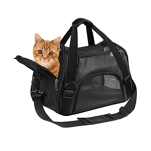 Tragbare Katzen-Welpen-Tasche, schwarz, Netzstoff, faltbar, Stoff, Haustiertragetasche, atmungsaktive Schultertaschen, einzelne Hundetragetasche, Tragetasche für Haustiere, Outdoor-Reisen für Welpen, mittelgroße Katzen Tragbare Katzen-Welpen-Tasche, schwarz, Netzstoff, faltbar, Stoff, Haustiertragetasche, atmungsaktive Schultertaschen, einzelne Hundetragetasche, Tragetasche für Haustiere, Outdoor-Reisen für Welpen, mittelgroße Katzen von BtpOuy