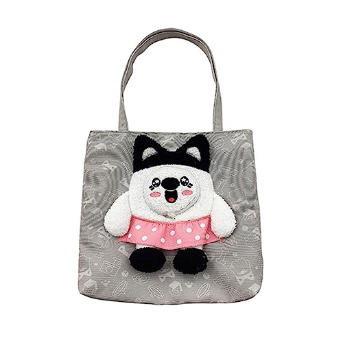 Tragbare Katzen-Welpen-Tasche für kleine Haustiere, Front-Reißverschlusstasche, Tragetasche, schöne Cartoon-Filz-Zeichnung, Schultertaschen, einzelne Tragetasche für mittelgroße Katzen, Welpen für Welpen, mittelgroße Katzen von BtpOuy