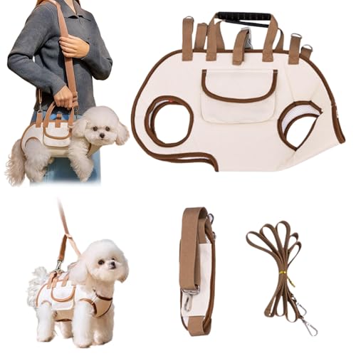 Freihändige Schultertasche für Yorkies, Yorkie-Hundegeschirr verstellbar, atmungsaktives Hundebrustgeschirr mit Kleine Hundeleckerli-Tasche (M) von Btsozer