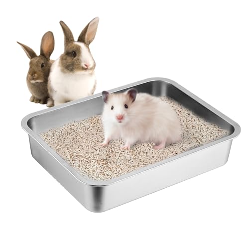 Btstil Große Katzentoilette Edelstahl 304, Litter Box Katzenklo für Häschen & Katze, Niemals Gerüche, Antihaft Glatte Oberfläche, Leicht zu Reinigen, Verdicken 304 (45 * 35 * 10cm) von Btstil