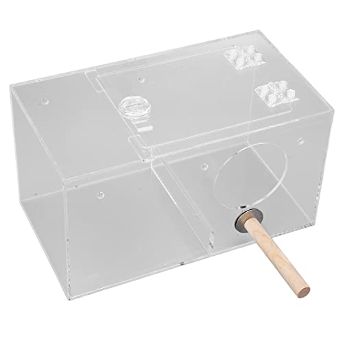 Bird Incubator Cage, Acryltransparente Vogel -Zuchtbox, Papageiennistbox mit stehender Stange und Polsterung für alle Jahreszeiten (Klein) von Buachois