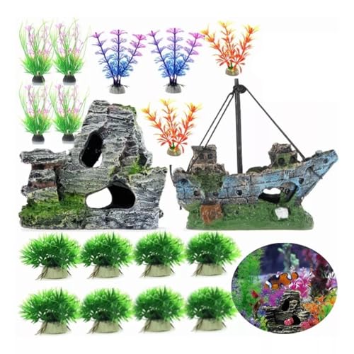 Buachois Künstliche Fischtankpflanzen, 18pcs Aquariumpflanzen Plastikfischtank Dekorationen kleine Betta Goldfischschildkröten -Tank Accessoires Fischschalen Ornamente von Buachois