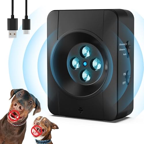 Anti Bell Gerät Hunde, 4 Sendern Wiederaufladbares Anti Bell für Hunde, 33Fuß Automatisch Antibell Ultraschall Gerät, Hundebell Kontrollgeräte Innen Draußen Sicher für Kleine Mittel Große Hunde Anti Bell Gerät Hunde, 4 Sendern Wiederaufladbares Anti Bell für Hunde, 33Fuß Automatisch Antibell Ultraschall Gerät, Hundebell Kontrollgeräte Innen Draußen Sicher für Kleine Mittel Große Hunde von Bubbacare