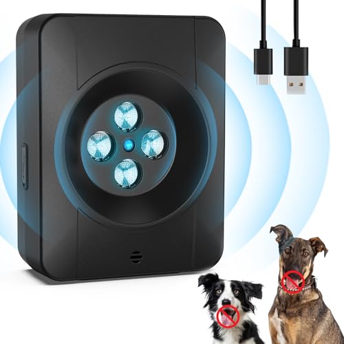 Anti Bell Gerät Hunde, 4 Sendern Wiederaufladbares Anti Bell für Hunde, 33Fuß Automatisch Antibell Ultraschall Gerät, Hundebell Kontrollgeräte Innen Draußen Sicher für Kleine Mittel Große Hunde Anti Bell Gerät Hunde, 4 Sendern Wiederaufladbares Anti Bell für Hunde, 33Fuß Automatisch Antibell Ultraschall Gerät, Hundebell Kontrollgeräte Innen Draußen Sicher für Kleine Mittel Große Hunde von Bubbacare