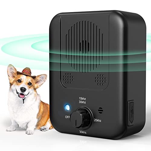 Antibell für Hunde, 3 Frequenzstufen Sonic Anti Bell, 33Ft Reichweite Antibell Ultraschall Gerät für Hunde, Wiederaufladbare Hundebell-Kontrolle im Innen Außenbereich, Anti-Bell-Mittel Hunde von Bubbacare