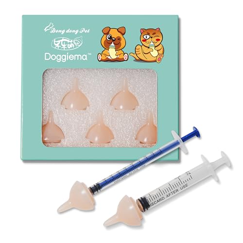 Bubble milk bowl Aufzuchtflasche Katzen Silikon Nippel mit Spritze für Neugeborene Kätzchen, Welpen, Eichhörnchen Haustier nippel(5 Mini rosa Nipple+ 3 Spritzen) von Bubble milk bowl