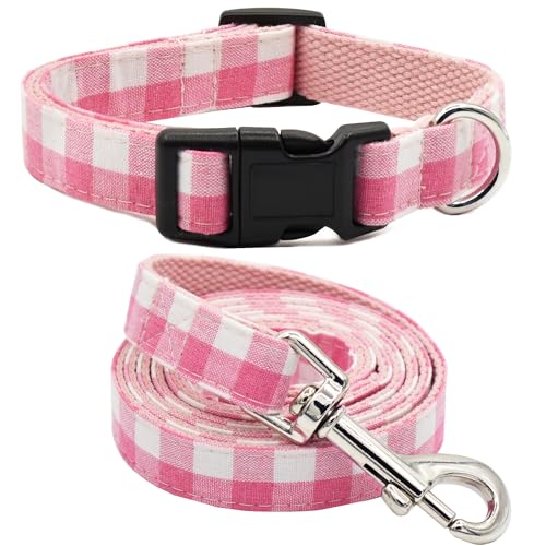 Bubblepup Hundehalsband und Leine, bequem, verstellbare Hundehalsbänder für kleine, mittelgroße und große Hunde in Rosa mit geometrischem Muster Bubblepup Hundehalsband und Leine, bequem, verstellbare Hundehalsbänder für kleine, mittelgroße und große Hunde in Rosa mit geometrischem Muster von Bubblepup