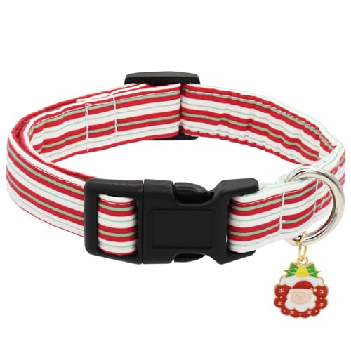 Bubblepup Weihnachts-Hundehalsband, weiche Baumwolle, Haustierhalsband, rot gestreift, für kleine, mittelgroße und große Hunde Bubblepup Weihnachts-Hundehalsband, weiche Baumwolle, Haustierhalsband, rot gestreift, für kleine, mittelgroße und große Hunde von Bubblepup