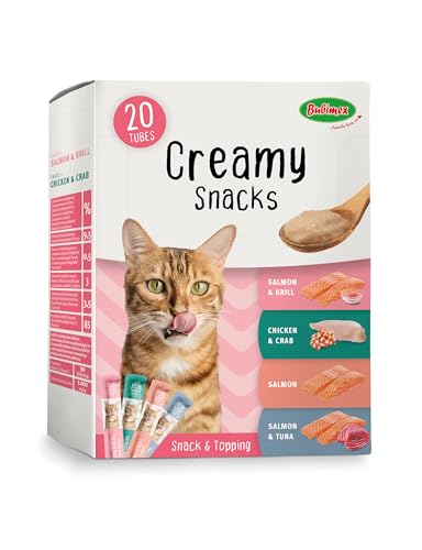 Bubimex - Creamy Snacks Multipack – Leckcreme für Katzen – Glatte, cremige und appetitliche Textur – Stimuliert den Appe und fördert die Flüssigkeitszufuhr – 20 x 15 g Bubimex - Creamy Snacks Multipack – Leckcreme für Katzen – Glatte, cremige und appetitliche Textur – Stimuliert den Appe und fördert die Flüssigkeitszufuhr – 20 x 15 g von Bubimex