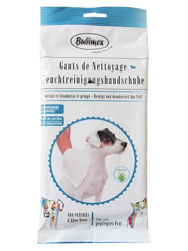 bubimex Easy Clean Handschuhe – Hygienische Reinigungshandschuhe für Hunde und Katzen – reinigt und desodoriert – mit Aloe Vera-Extrakten – für die Hygiene Ihrer Haustiere von bubimex