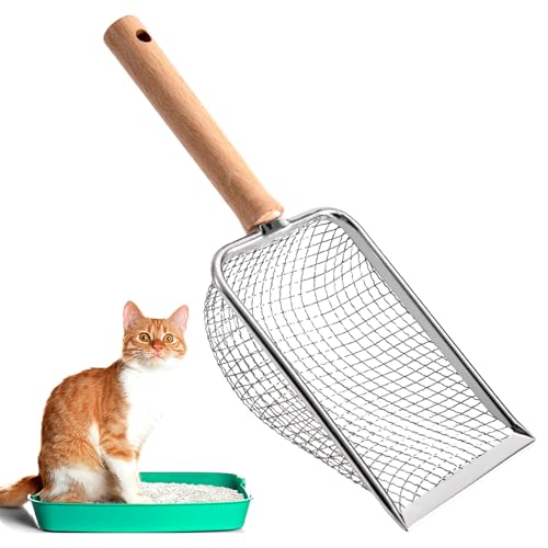 Bubuny Katzenklo Schaufel Metall, Edelstahl Katzenstreuschaufel mit Langer Holzgriff, Schaufel für Katzentoilette, Katzenschaufel für Katzenklo, Katzenstreu Schaufel für alle Arten von Katzenstreu Bubuny Katzenklo Schaufel Metall, Edelstahl Katzenstreuschaufel mit Langer Holzgriff, Schaufel für Katzentoilette, Katzenschaufel für Katzenklo, Katzenstreu Schaufel für alle Arten von Katzenstreu von Bubuny