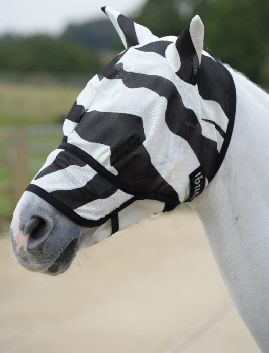 Bucas Buzz-Off Fliegenmaske mit Nasenschutz Extended Nose 145/L, Zebra von Bucas
