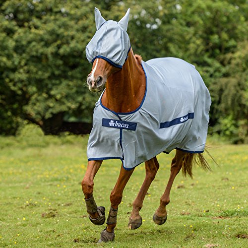 Bucas Buzz-Off Classic Cut, Fliegendecke, Silber/Blau, Rückenlänge 145 cm von Bucas