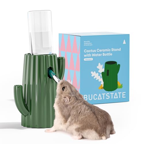 Bucatstate Hamster Trinkflasche mit Ständer, 120 ml Kleintiertränke Auslaufsicher Düse, Hamster Zubehör für Meerschweinchen, Hasen Chinchilla, Ratten, Frettchen (Grün) von BUCATSTATE