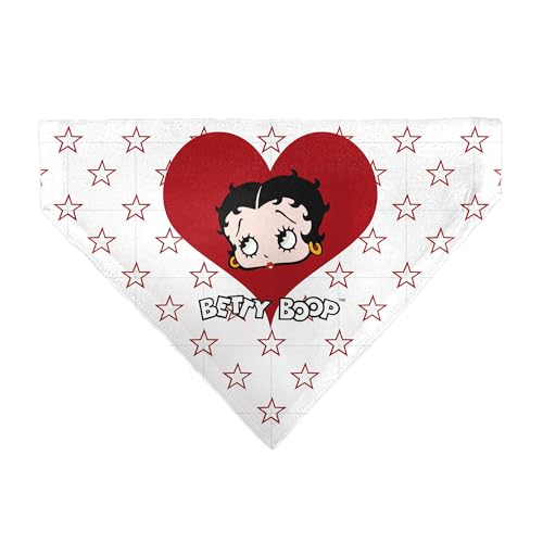 Betty Boop Haustierhalstuch, Betty Boop Gesicht, Herz und Text Sterne, Weiß / Rot Betty Boop Haustierhalstuch, Betty Boop Gesicht, Herz und Text Sterne, Weiß / Rot von Buckle-Down