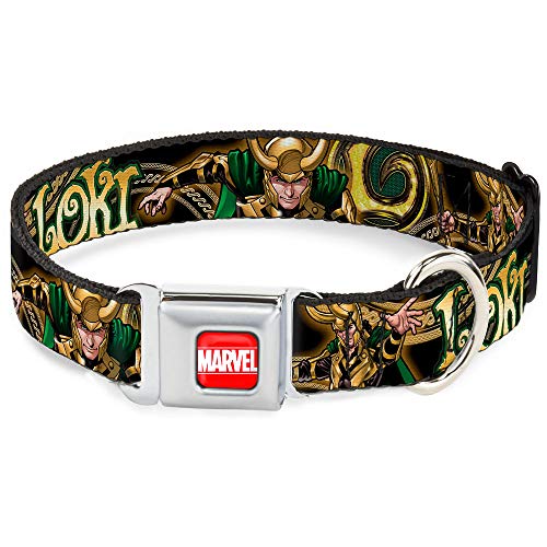 Buckle-Down 22,9–38,1 cm Marvel Universe Loki Posen schwarz/Gold/grün Hundehalsband von Buckle-Down
