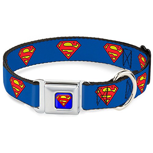 Buckle Down 22,9–38,1 cm Superman Shield Hundehalsband blau von Buckle-Down