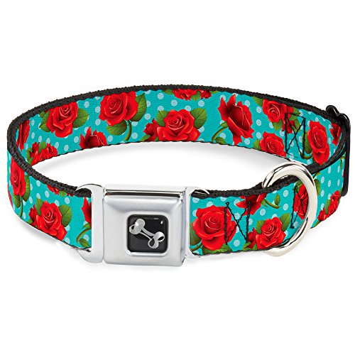 Buckle-Down 22,9–38,1 cm rot Rosen/Polka Dots Punkte TÜRKIS Hunde-Halsband mit Knochen, klein Buckle-Down 22,9–38,1 cm rot Rosen/Polka Dots Punkte TÜRKIS Hunde-Halsband mit Knochen, klein von Buckle-Down