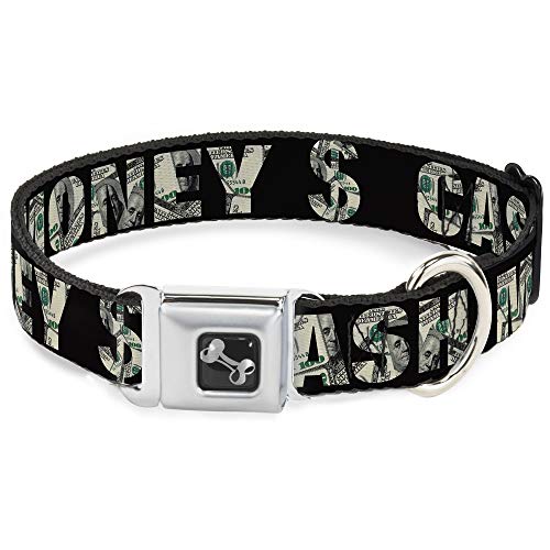 Buckle-Down 27,9–43,2 cm Cash Geld $ schwarz/Dollar Hundehalsband Bone, mittel von Buckle-Down