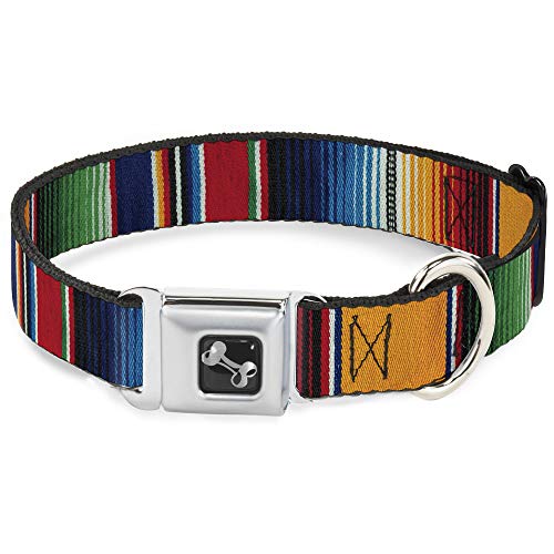 Buckle-Down 27,9–43,2 cm zarape2 Vertikal Multi Color Stripe Dog Halsband Knochen, mittel von Buckle-Down