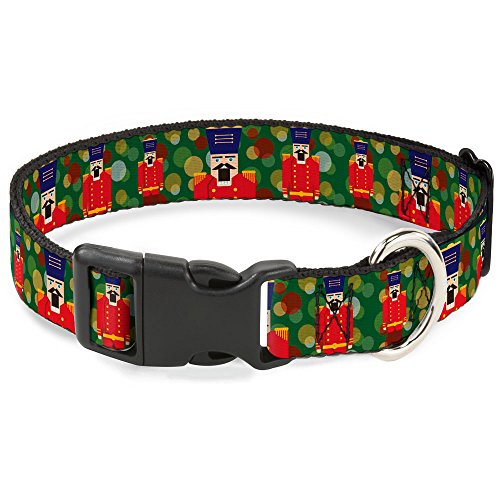Buckle Down 33–45,7 cm Weihnachten Nussknacker/Polka Dots Grünen/Gold/Rot Kunststoff Clip Halsband, breit klein von Buckle Down