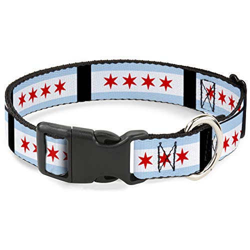 Buckle-Down 38,1–66 cm Chicago Flaggen/schwarz Kunststoff Clip Halsband, groß von Buckle-Down