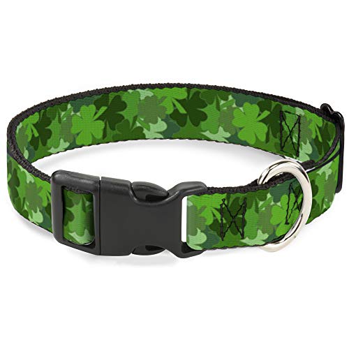 Buckle-Down St. Pat's Hundehalsband, gestapeltes Kleeblatt, Kunststoff, Größe L, 38,1–66 cm von Buckle-Down