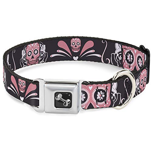 Buckle-Down Hundehalsband mit Sicherheitsgurtschnalle, Zuckerschädel, 2,5 cm breit, passend für Halsumfang von 38,1–66 cm, Größe L Buckle-Down Hundehalsband mit Sicherheitsgurtschnalle, Zuckerschädel, 2,5 cm breit, passend für Halsumfang von 38,1–66 cm, Größe L von Buckle-Down