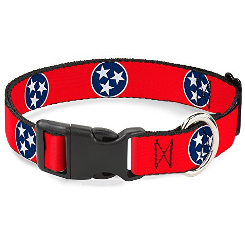 Buckle-Down 45,7–81,3 cm Tennessee Flagge Sterne rot/weiß/blau Kunststoff Clip Halsband, breit groß von Buckle-Down