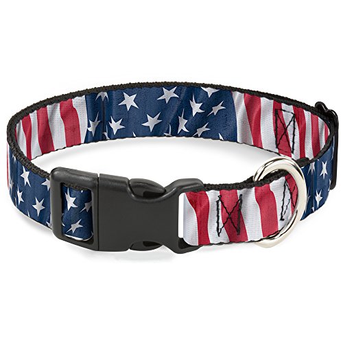 Buckle Down American Flagge Vertikal C/U Kunststoff Clip Halsband, 2,5 cm X 38,1–66 cm/groß von Buckle Down