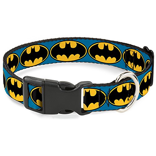 Buckle Down Bat Signal 3 blau/schwarz/gelb Kunststoff Clip Halsband von Buckle-Down