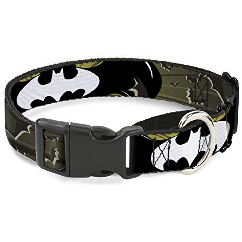 Buckle Down "Batman mit Fledermaus Signale Martingale Hundehalsband, gelb/schwarz/weiß, 2,5 cm/27,9–43,2 cm/mittel von Buckle-Down
