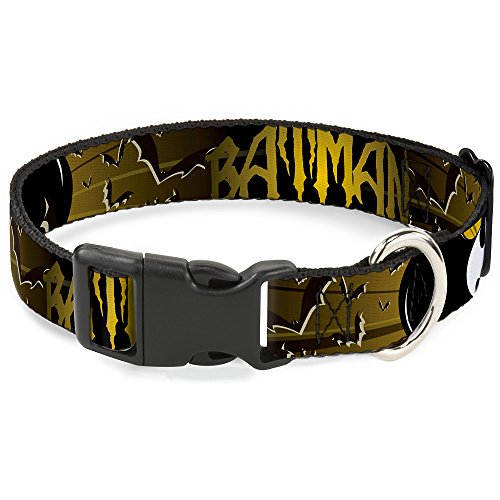 Buckle Down Batman mit Fledermaus Signale & Flying Fledermäuse gelb/schwarz/weiß Kunststoff Clip Halsband von Buckle Down