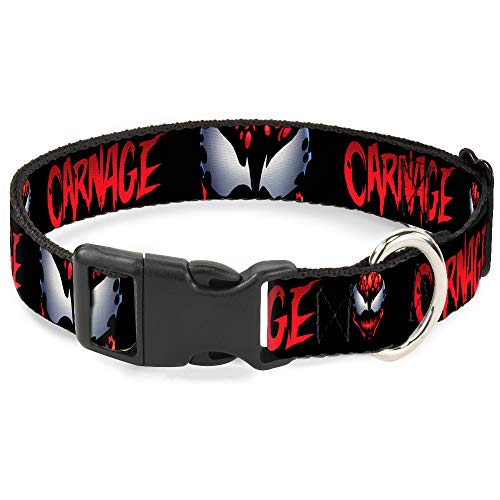 Buckle-Down "Carnage/Face schwarz/weiß Breakaway Katzenhalsband, 1/5,1 cm X 22,9–38,1 cm/groß von Buckle-Down