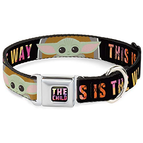 Buckle-Down DC-SB-SWBHR-WSW186-1,5-L Hundehalsband, Sicherheitsgurt-Schnalle, Star Wars The Child Chibi Pose This is The Way Mehrfarbig, 45,7 bis 81,3 cm breit, 3,8 cm breit von Buckle-Down