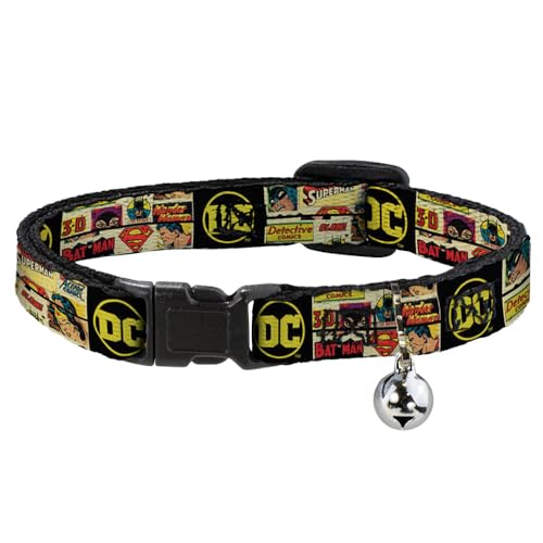Buckle Down DC Superheld & Logos, Breakaway Katzenhalsband mit Glöckchen, Kunststoffclip, leicht verstellbar, 21,6 cm bis 30,5 cm - 1,3 cm breit Buckle Down DC Superheld & Logos, Breakaway Katzenhalsband mit Glöckchen, Kunststoffclip, leicht verstellbar, 21,6 cm bis 30,5 cm - 1,3 cm breit von Buckle-Down