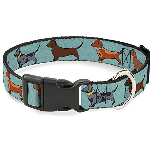 Buckle-Down Dackel-Halsband für 4 Hunde / Pfoten Aquas, Kunststoff, 1,3 cm breit, passend für 15,2–22,9 cm Halsumfang, Größe S Buckle-Down Dackel-Halsband für 4 Hunde / Pfoten Aquas, Kunststoff, 1,3 cm breit, passend für 15,2–22,9 cm Halsumfang, Größe S von Buckle-Down
