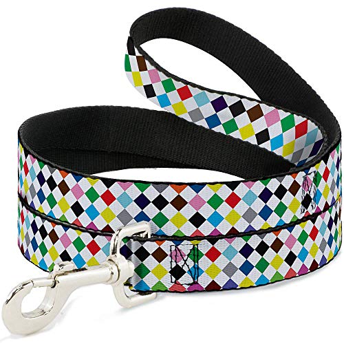 Buckle-Down Dog Leash Diamonds White Multi Color Available In Different Lengths and Widths for Small Medium Large Dogs and Cats von Buckle-Down