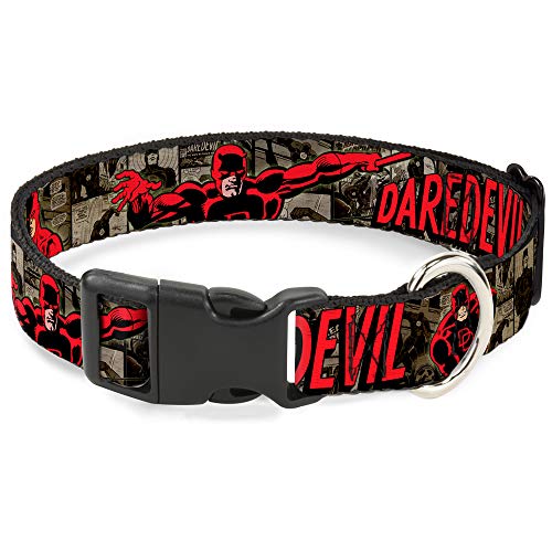 Buckle-Down "Draufgänger Action Posen/Comic Panels Grays/rot Breakaway Katzenhalsband, 1/5,1 cm X 15,2–22,9 cm/klein von Buckle-Down