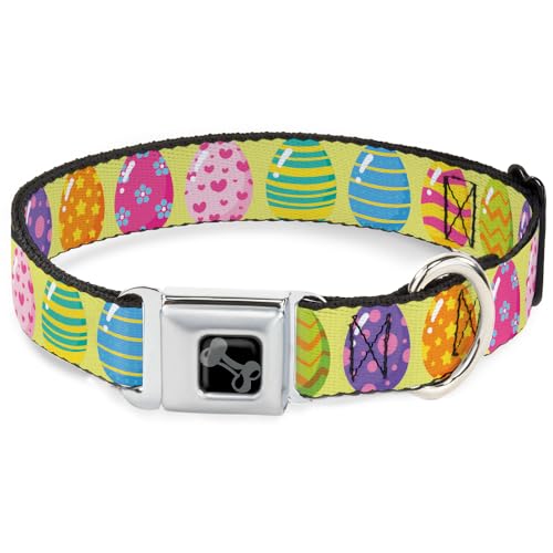Buckle-Down Easy Adjustable Metal Seatbelt Buckle Quick Release Dog Collar, Easter Eggs, 13 to 17 Inches 1.5 Inch WideSmall von Buckle-Down